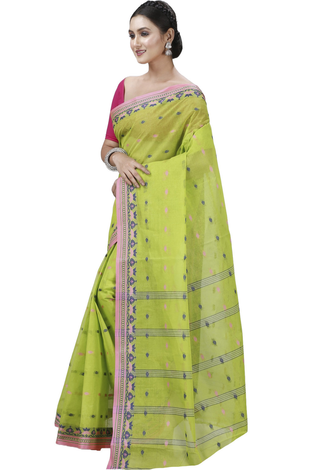 Green Pure Cotton Uvra Tant Saree (1294)